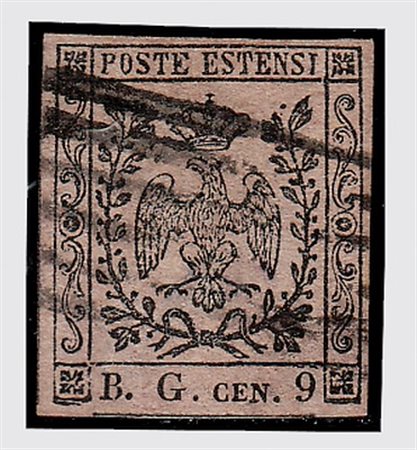 MODENA - 1853, Segnatasse per giornali, 9 c. violetto grigio "B.G." lettere...