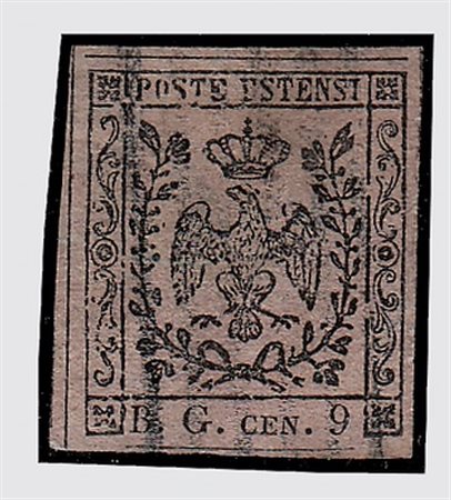 MODENA - 1853, Segnatasse per giornali, 9 c. violetto grigio "B.G." lettere...