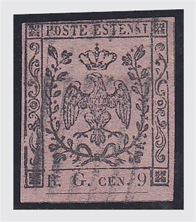 MODENA - 1853, Segnatasse per giornali, 9 c. violetto grigio "B.G." lettere...