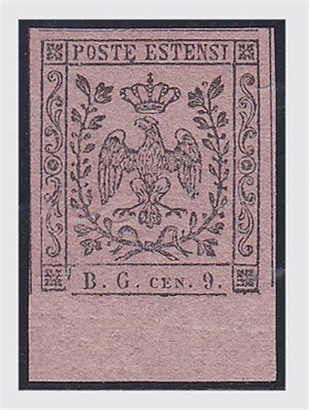 MODENA - 1853, Segnatasse per giornali 9 c. lettere "B.G." piccole violetto...