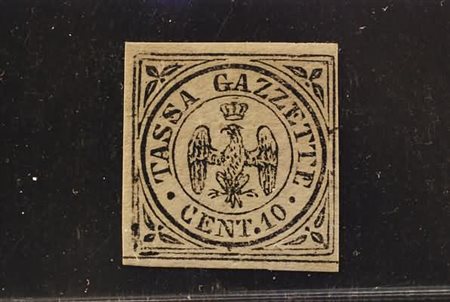 MODENA - 1859, Segnatasse per giornali, 10 c. nero (5). (Cert. Colla).(GOMMA...