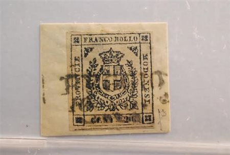 MODENA - 1859, Governo provvisorio 20 c. ardesia violaceo (15) su frammento...