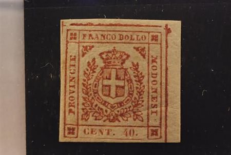 MODENA - 1859, Governo provvisorio, 40 c. rosa carminio (17) bordo a destra....