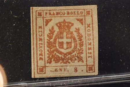 MODENA - 1859, Governo provvisorio, 80 c.arancio bruno con la varietà "senza...