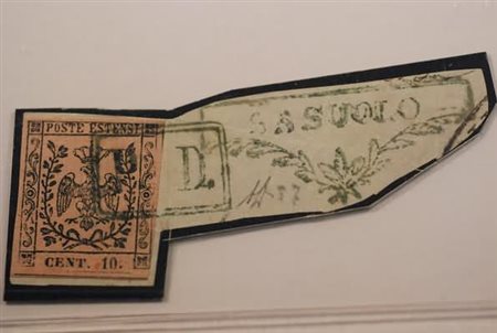 MODENA ANNULLAMENTI - 1854, SASUOLO, P.D. + cartella sagomata azzurro (p. 6)...