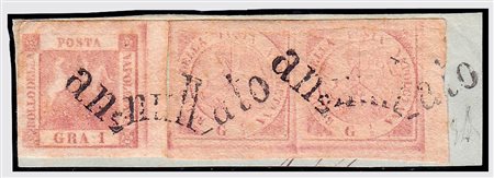 NAPOLI - 1858, 1/2 gr. rosa chiaro I tavola (1) coppia orizzontale, bordo a...