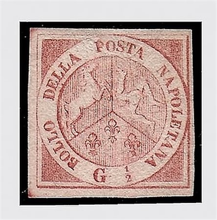 NAPOLI - 1858, 1/2 gr. II tavola (2) senza gomma. (Sorani).(SENZA GOMMA)