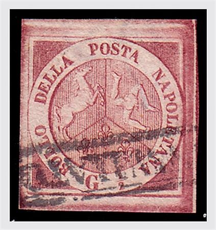 NAPOLI - 1858, 1858, 1/2 gr. II tavola carminio scuro (2b). Molto bello. (Em....