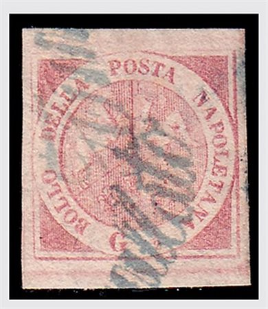 NAPOLI - 1858, 1/2 grano rosa II tavola (2c) con annullo a svolazzo in...
