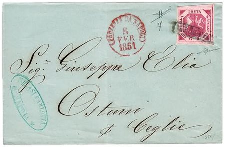 NAPOLI - 1861, 2 gr. carminio cupo III tavola (7f) su lettera da Napoli per...