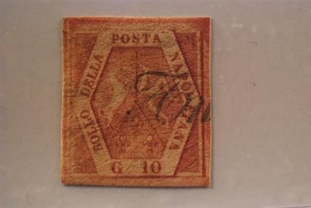 NAPOLI - 1859, 10 gr. carminio rosa, II tavola (11) bell'esemplare....