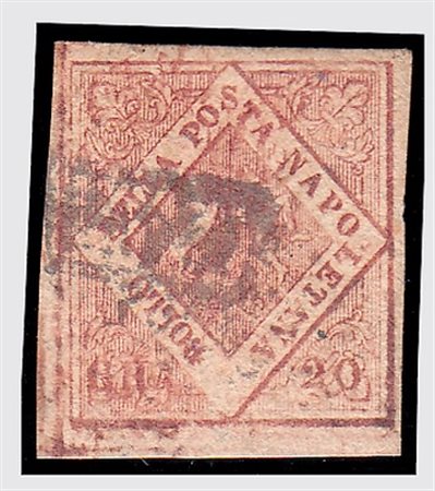 NAPOLI - 1858, 20 gr. rosa brunastro I tavola (12) ben marginato. (Em.Diena -...