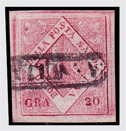 NAPOLI - 1859-61, Falsi d'epoca, 20 gr. carminio II tipo (F9). (G. Oliva, A....