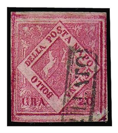 NAPOLI - 1860, Falsi d'epoca, 20 gr.rosa brunastro tipo VII (F14) molto...