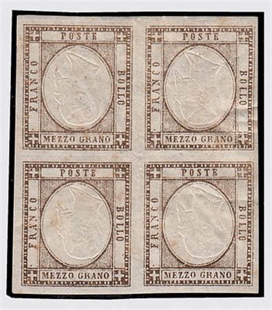 PROVINCE NAPOLETANE - 1861, 1/2 gr. bistro bruno effige capovolta (18f)...