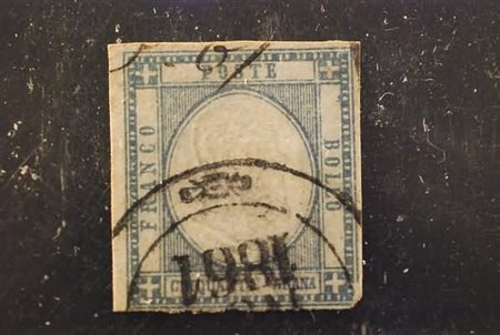 PROVINCE NAPOLETANE - 1861, 50 gr. ardesia oltremare (24d) doppia effigie,...