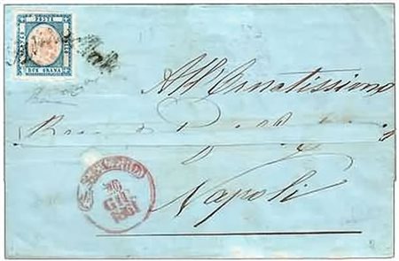 PROVINCE NAPOLETANE ANNULLAMENTI - 1861, S.SEVERO, cerchio rosso + svolazzo...