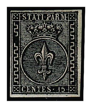 PARMA - 1852, 15 c.rosa (3) ben marginato e con gomma integra. Rarità....