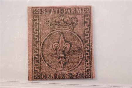 PARMA - 1852, 25 violetto (4) nuovo senza gomma, appena corto in basso....