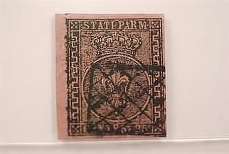 PARMA - 1852, 25 c. violetto (4) bordo a sinistra. (A. Diena. Mezzadri).(USATO)