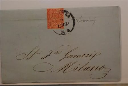 PARMA - 1855, 15 c.vermiglio (7) ben marginato, piega orizzontale d'archivio...