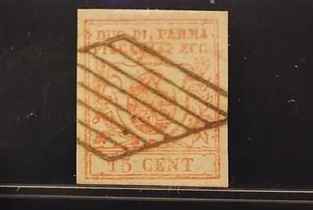 PARMA - 1859, 15 c.vermiglio (9). (A. Diena).(USATO)