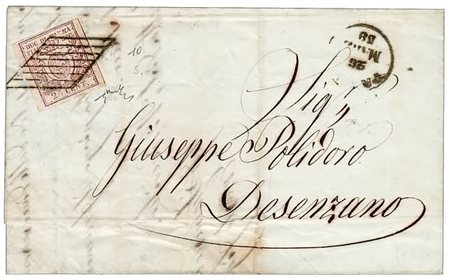PARMA - 1859, 25 c. bruno lilla (10) margini molto grandi, su lettera per...