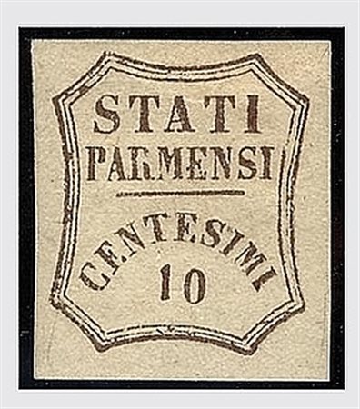 PARMA - 1859, Governo provvisorio, 10 c. bruno (14). (Cert. R. Diena).(GOMMA...