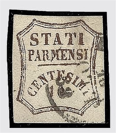 PARMA - 1859, Governo provvisorio, 10 c. bruno (14). (Cert. R. Diena).(USATO)