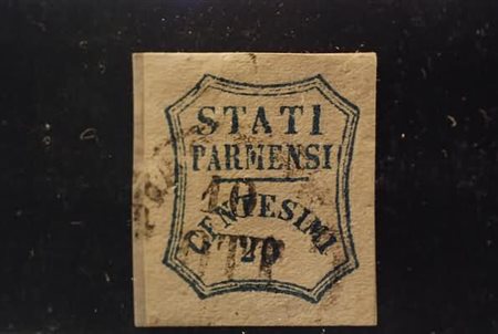 PARMA - 1859, Governo provvisorio, 20 c.azzurro (15) su minimo frammento....