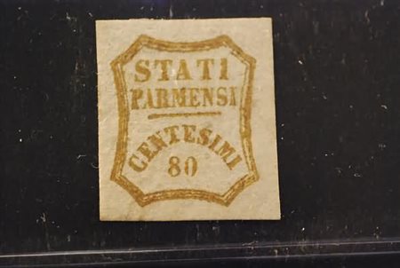 PARMA - 1859, Governo provvisorio, 80 c. bistro oliva (18) grandi margini,...