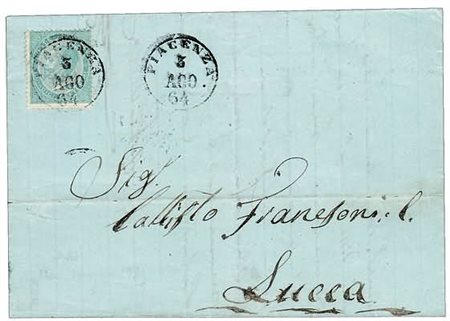 PARMA ANNULLAMENTI - 1864, PIACENZA cerchio piccolo sardo italiano (p.13) su...