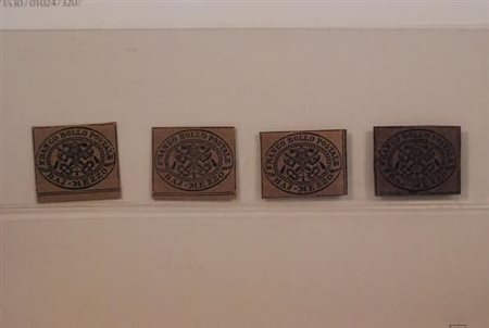 STATO PONTIFICIO - 1852, 1/2 baj violetto grigiastro (1A) quattro...