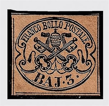 STATO PONTIFICIO - 1867, 3 baj camoscio (4c). (Cert. R. Diena).(GOMMA ORIGINALE)