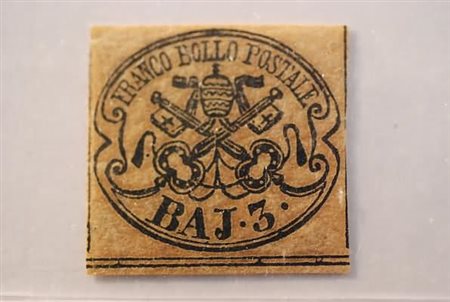 STATO PONTIFICIO - 1863, 3 baj bruno cuoio chiaro (4Aca). Esemplare fresco...