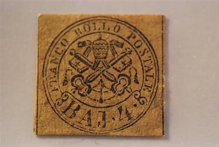 STATO PONTIFICIO - 1852, 4 baj bruno grigio chiaro (5) esemplare...