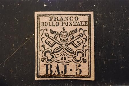 STATO PONTIFICIO - 1860, 5 baj rosa carminio (6A). (Cert. G. Bolaffi).(GOMMA...