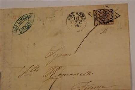 STATO PONTIFICIO - 1856, Falso d'epoca del II tipo, 5 baj rosa (F3) su...