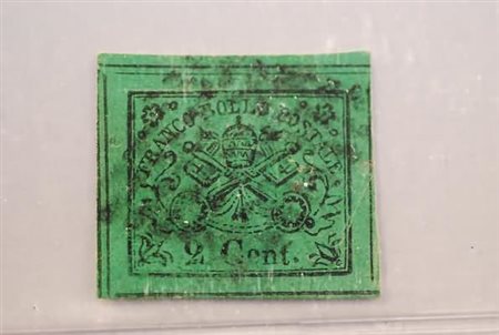 STATO PONTIFICIO - 1867, 2 c. verde giallo (13). (Raybaudi).(USATO)