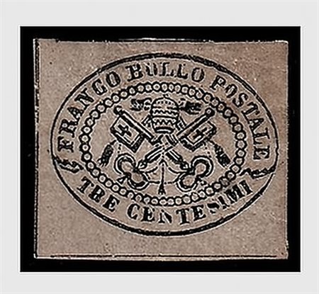 STATO PONTIFICIO - 1867, 3 c. grigio rosa (14). (Cert. R. Diena).(GOMMA...