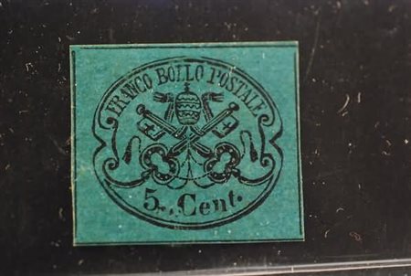 STATO PONTIFICIO - 1867, 5 c. azzurro verdastro (16) molto fresco....