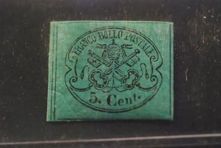 STATO PONTIFICIO - 1867, 5 c. azzurro verdastro (16) bell'esemplare.(GOMMA...