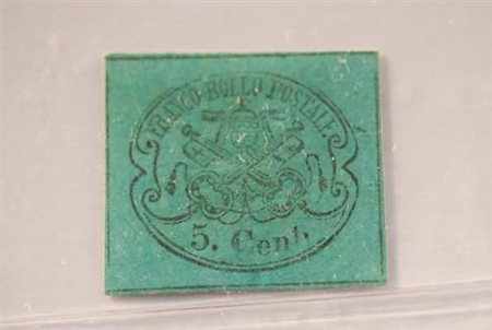 STATO PONTIFICIO - 1867, 5 c. azzurro celeste (16a). (A.Diena).(GOMMA ORIGINALE)