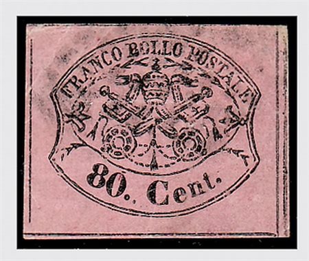 STATO PONTIFICIO - 1867, 80 c. rosa lillaceo (20). Da esaminare. (Cert. R....