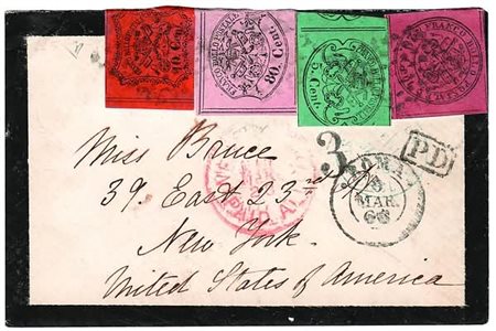 STATO PONTIFICIO - 1868, 5 c. + 10 c. + 20 c. + 80 c. (16+17+18+20)...