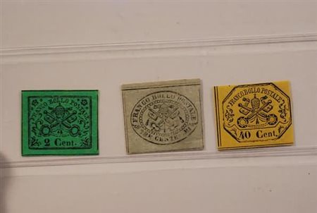 STATO PONTIFICIO - 1867, II emissione, lotto di 3 valori: (13, 15, 19). Da...