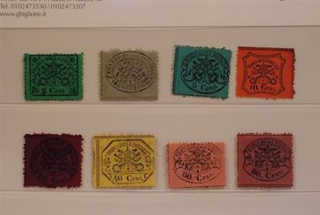 STATO PONTIFICIO - 1868, III emissione, 8 valori (22, 24, 25, 26, 28 29, 30,...