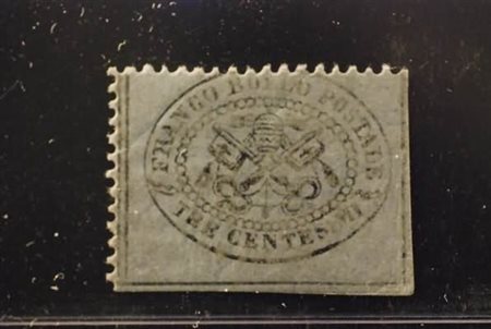 STATO PONTIFICIO - 1868, 3 c.grigio (24) esemplare con gomma integra.(GOMMA...