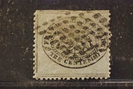 STATO PONTIFICIO - 1868, 3 cent.grigio dentellato (24) annullato con bollo a...