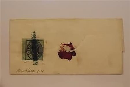 STATO PONTIFICIO ANNULLAMENTI - 1854, MONTEFANO, lineare azzurro (p. 10) su 1...